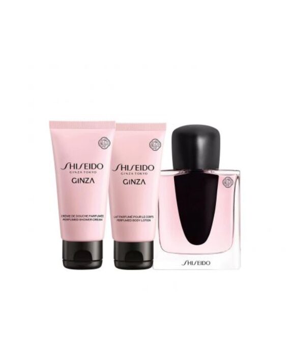 Луксозен дамски комплект – Shiseido Ginza EDP Gift Set – Дървесен аромат с жасмин